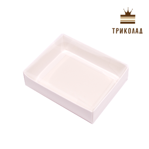 Коробка для цукерок біла (без вставок) з прозорою кришкою 120*95*35 мм, 3 шт