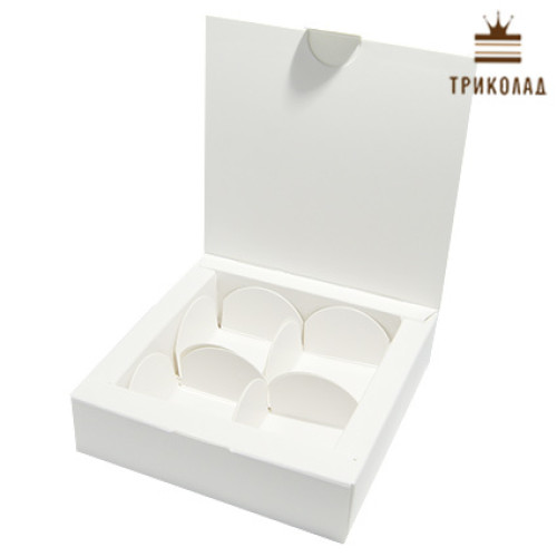 Коробка для 4 цукерок 11,2*11,2*3 см біла, 3 шт