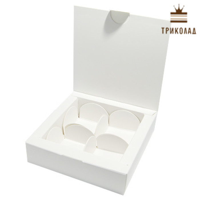 Коробка для 4 цукерок 11,2*11,2*3 см біла, 3 шт