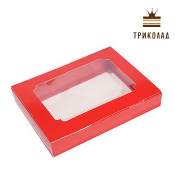 Коробка для цукерок 12 шт. з вікном 20*15,6*3 см, червона, 3 шт.