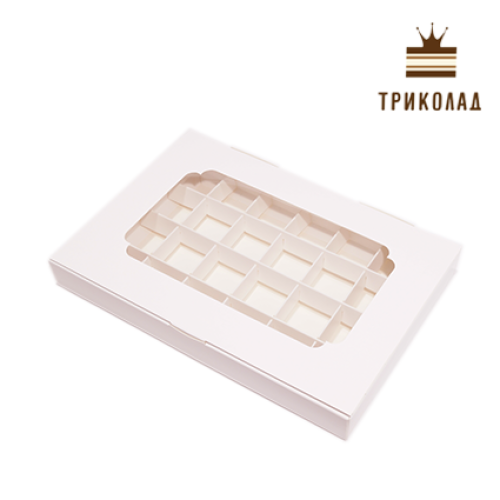 Коробка для 24 цукерок біла з вікном 270*185*30 мм, 3 шт.
