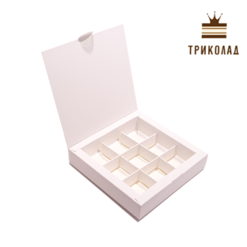 Коробка для цукерок на 9 шт 15,3*15,3*3 см, біла, 3 шт