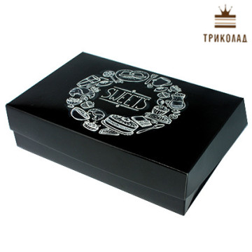 Коробка для еклерів Sweets, чорна без вікна 23*15*6 см, 3 шт