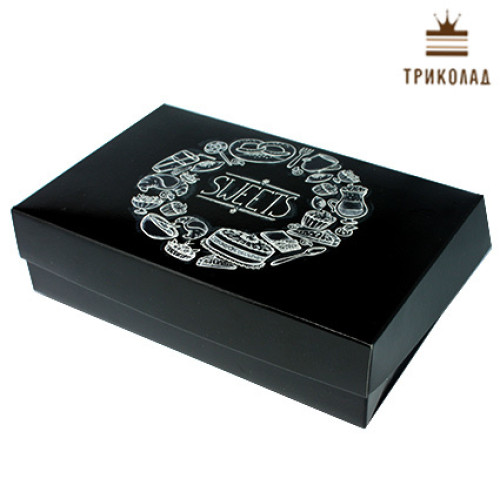 Коробка для еклерів Sweets, чорна без вікна 23*15*6 см, 3 шт