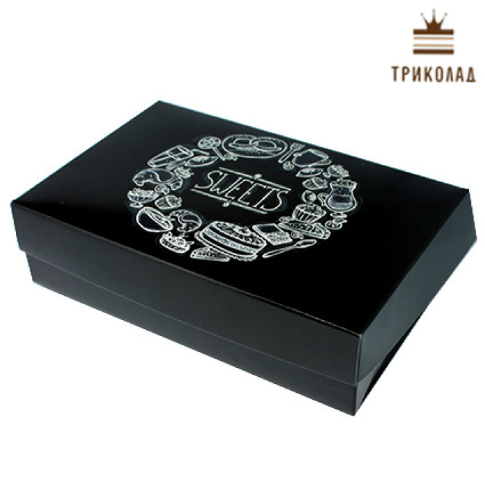 Коробка для еклерів Sweets, чорна без вікна 23*15*6 см, 3 шт