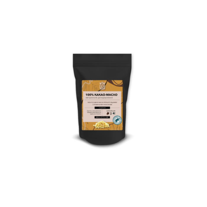 Какао масло натуральне дезодороване, в калетах, WOW CACAO, 200 г Какао масло натуральне дезодороване, в калетах, WOW CACAO, 200 г