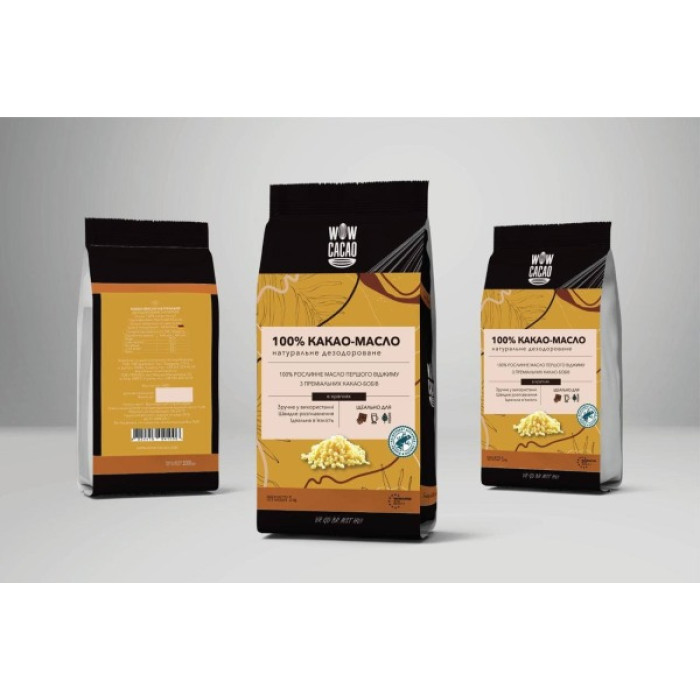 Какао масло натуральне дезодороване, в калетах, WOW CACAO, 1 кг