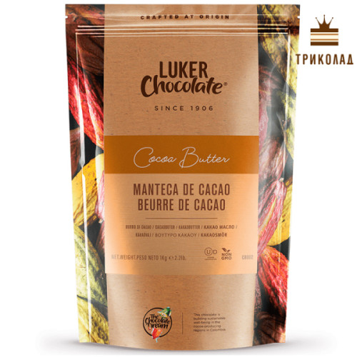 Натуральне какао-масло з бобів Fino de Aroma Luker Chocolate упаковка 1 кг