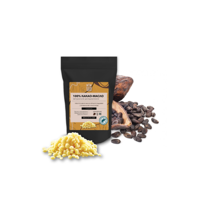 Какао масло натуральне дезодороване, в калетах, WOW CACAO, 200 г Какао масло натуральне дезодороване, в калетах, WOW CACAO, 200 г