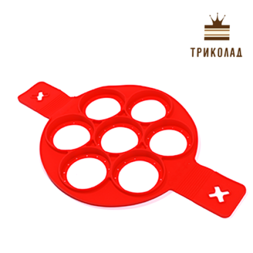 Форма силіконова кругла для панкейків, з ручками (на 7 порцій, d форми 23 см), 1 шт