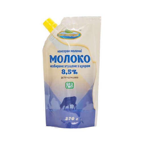 Згущене молоко з цільного молока 8,5% (дой-пак), 270 г