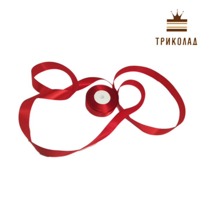 Стрічка атласна темно червона 25 мм, 23 метри Стрічка атласна темно червона 25 мм, 23 метри