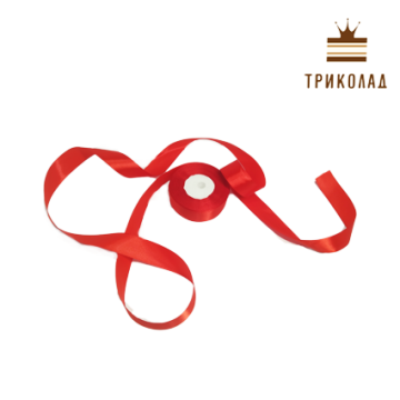 Стрічка атласна червона 25 мм, 23 метри