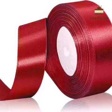 Червона стрічка 25 мм атласна 33 м. Китай, 1 шт.