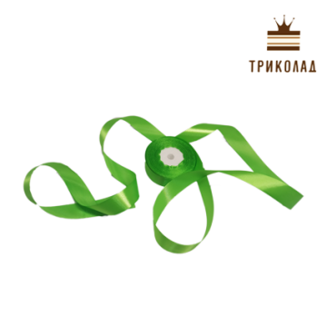 Стрічка атласна салатова 25 мм, 23 метри