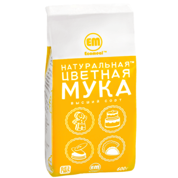 Жовта натуральна мука, вищий сорт, 600 г