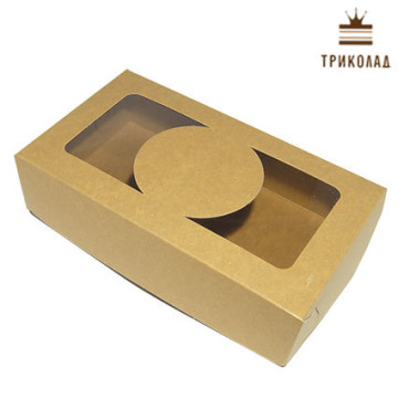 Коробка для макарунів, печива, зефіру, 20*11,5*5 см., крафт, 3 шт.
