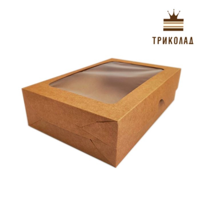Коробка для еклерів з вікном, крафт 225*150*60 мм, LP, 3 шт. Коробка для еклерів з вікном, крафт 225*150*60 мм, LP, 3 шт.