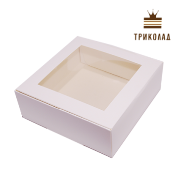 Коробка для зефіру з вікном, 20*20*7 см, біла, 3 шт.
