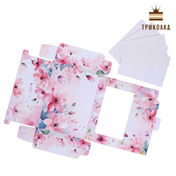 Акварельні квіти. Коробка під еклери 210 х 150 х 50 мм з вікном VTP комплект 3 шт.