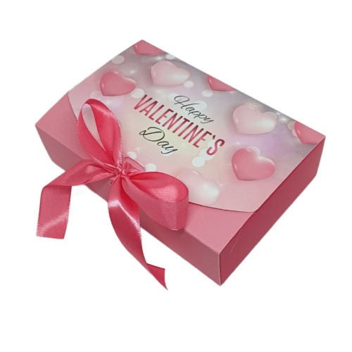Коробка стильна міні зі стрічкою Happy Valentine*s day 195*130*50 мм WP, 1 шт