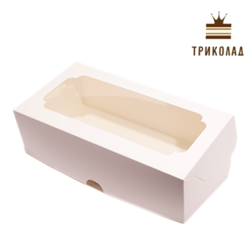 Коробка для штолена (рулету) біла з вікном 300*150*90 мм, VP, 3 шт.