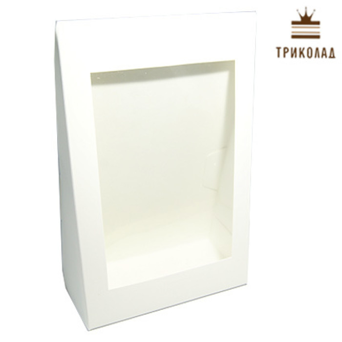 Коробка-сумка біла, трикутник, 16*25*8 см., 3 шт.
