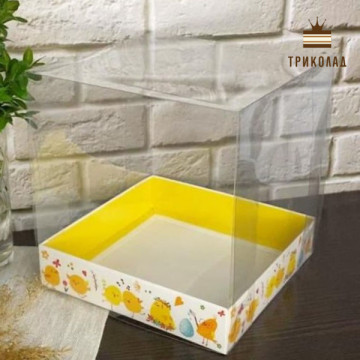 Коробка для десертів Акваріум (великдень) 160 х 160 х 170 мм, VTP, 3 шт.