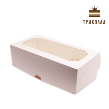 Коробка для штолена (рулету) біла з вікном 300*150*90 мм, VP, 3 шт.