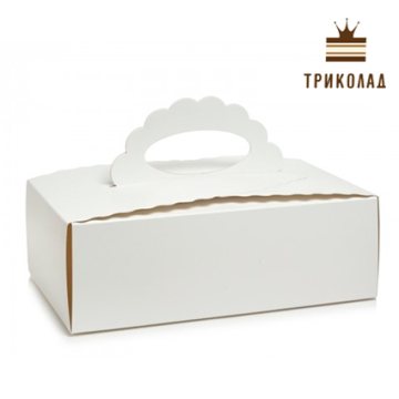 Коробка для десертів біла з ручкою 210*110*70 мм, LP, 3 шт.