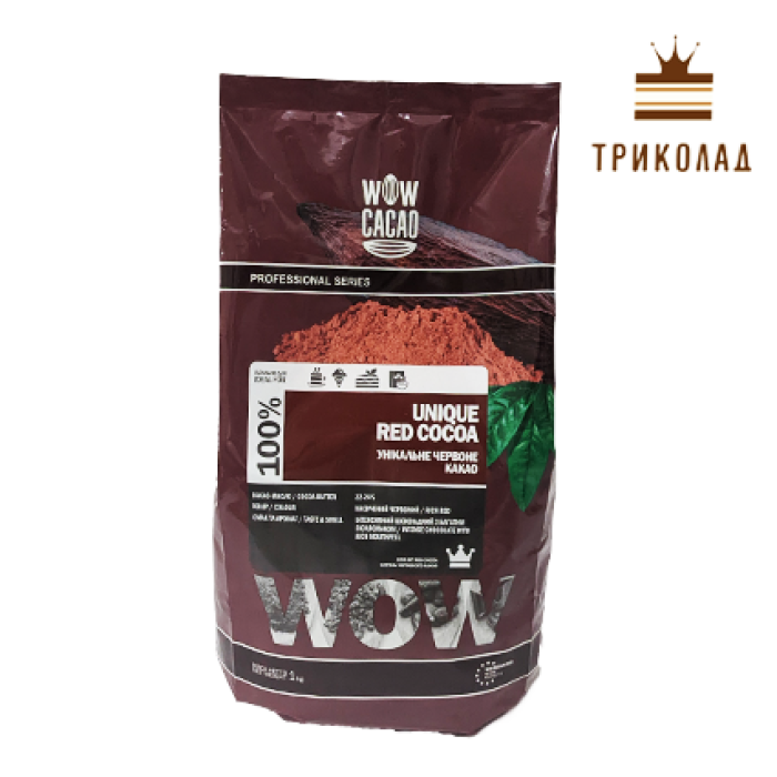 Какао-порошок натуральний алкалізований 22-24%, Unique Red WOW CACAO 100%, 1 кг