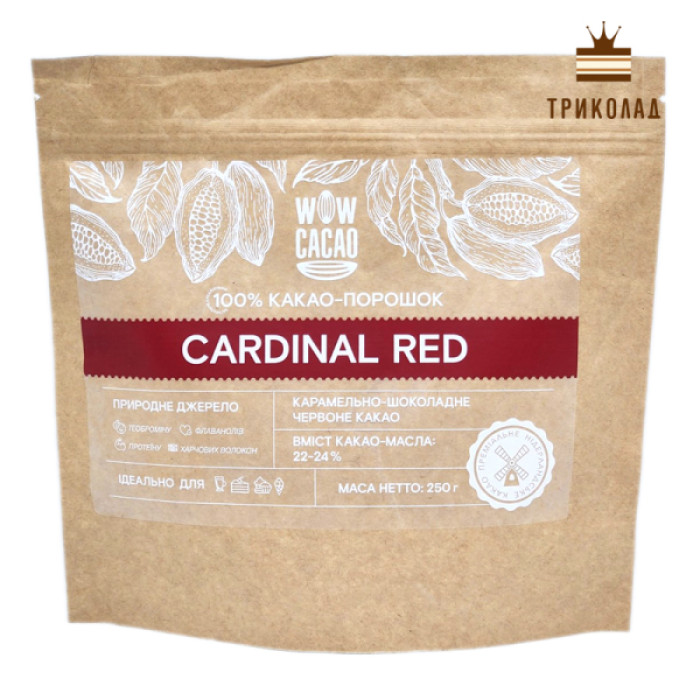 Какао-порошок Cardinal Red WOW Cacao натуральний алкалізований (22-24%) 250 г Какао-порошок Cardinal Red WOW Cacao натуральний алкалізований (22-24%) 250 г