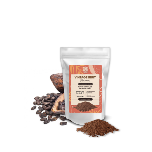 Какао порошок VINTAGE BRUT WOW Cacao натуральний алкалізований (20-22% какао-масла), 250г