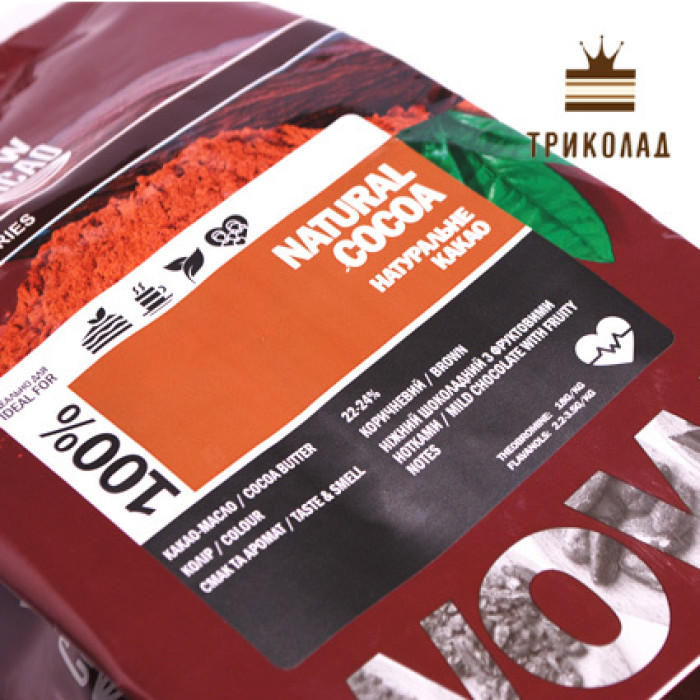 Какао-порошок натуральний алкалізований 22-24%, Unique Red WOW CACAO 100%, 1 кг