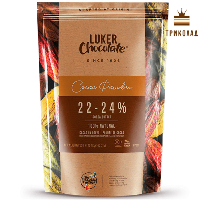 Натуральний какао-порошок з бобів Fino de Aroma 22-24% Luker Chocolate упаковка 1 кг Натуральний какао-порошок з бобів Fino de Aroma 22-24% Luker Chocolate упаковка 1 кг