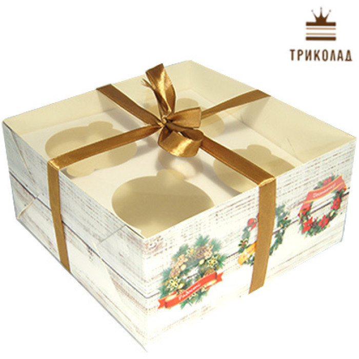 Коробка на 4 кекси 16*16*8 см Коробка на 4 кекси 16*16*8 см