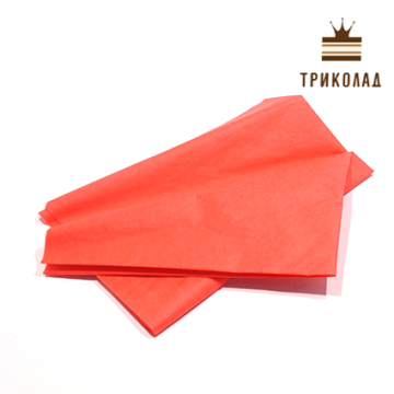 Папір тиш'ю, колір яскраво-кораловий 75*50 см, 5 шт.