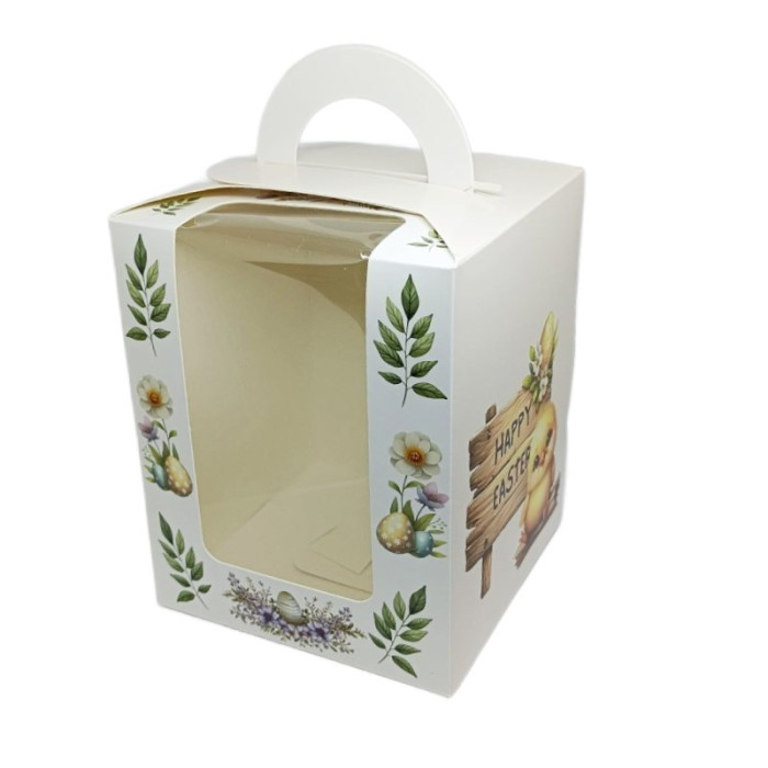 Коробка 160 х 160 х 200 мм під паску happy easter з вікном , 3 шт Коробка 160 х 160 х 200 мм під паску happy easter з вікном , 3 шт