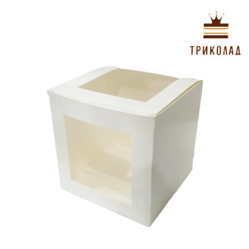Коробка для паски, біла з квадратними вікнами, 15*15*15 см, Cbox, 3 шт