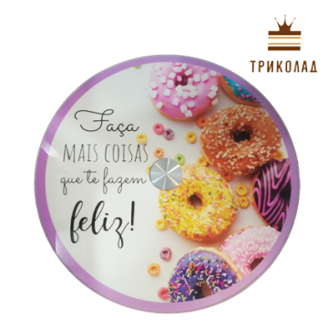 Підставка для торту низька, скляна, поворотна, d 30 см, з малюнком МИКС, BR