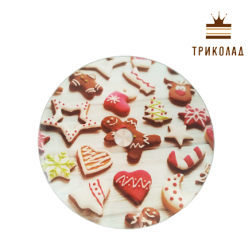 Підставка для торту низька скляна, поворотна, d 35 см, МІКС, BR
