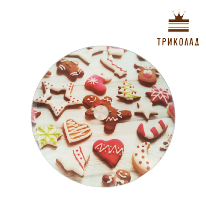 Підставка для торту низька скляна, поворотна, d 35 см, МІКС, BR
