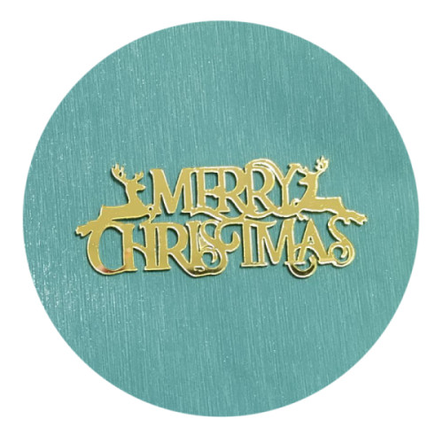 Новорічний топер Merry Christmas - Олені  (w80 h30 мм), 1 шт., Китай 