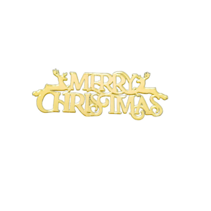 Новорічний топер Merry Christmas - Олені (w80 h30 мм), 1 шт., Китай Новорічний топер Merry Christmas - Олені (w80 h30 мм), 1 шт., Китай