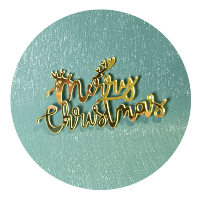 Новорічний топер Merry Christmas (w80 h45 мм), 1 шт., Китай Новорічний топер Merry Christmas (w80 h45 мм), 1 шт., Китай
