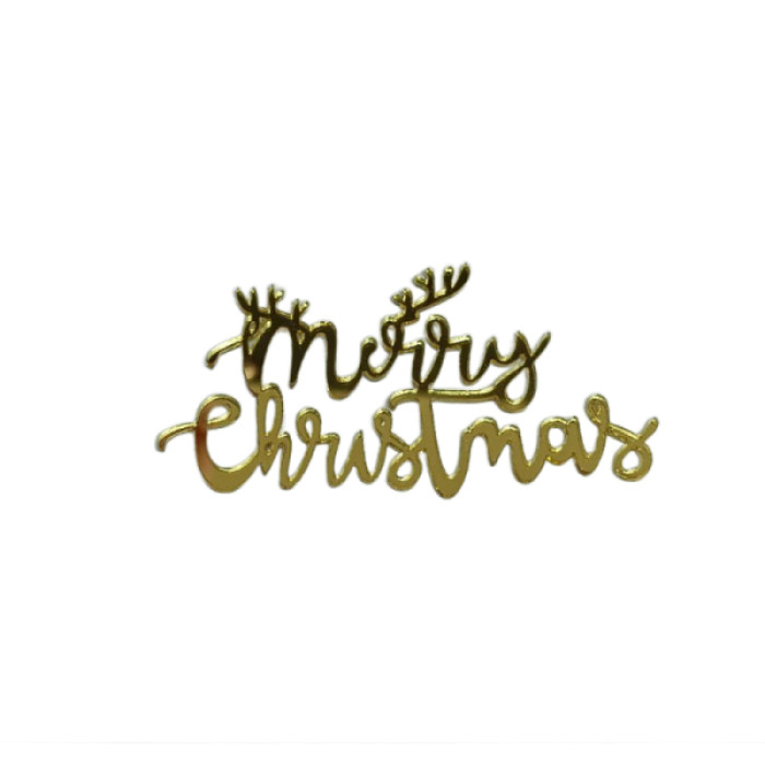 Новорічний топер Merry Christmas (w80 h45 мм), 1 шт., Китай Новорічний топер Merry Christmas (w80 h45 мм), 1 шт., Китай