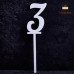 3 Цифра три. Білий топер ДВП (w4 h15 см), 1 шт.