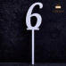 6 Цифра шість. Білий топер ДВП (w4 h15 см), 1 шт.