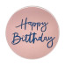 Happy Birthday. Топер диск рожевий пластиковий боковий (D=50 мм) Україна, 1 шт.
