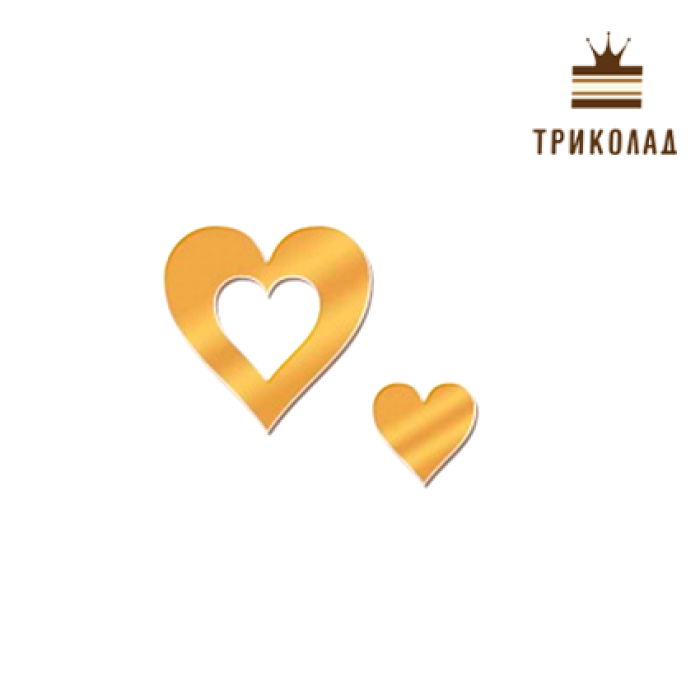 Декор акриловий золотий, Сердечка (наб. 10 шт)